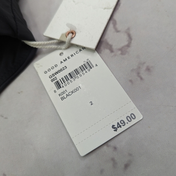 Good American Swim Bottom Women 1 Small Black Waist Cincher Framer High Rise - Picture 11 of 12